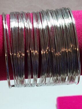 Dual silver tone cuff bracelets lot of two NIP